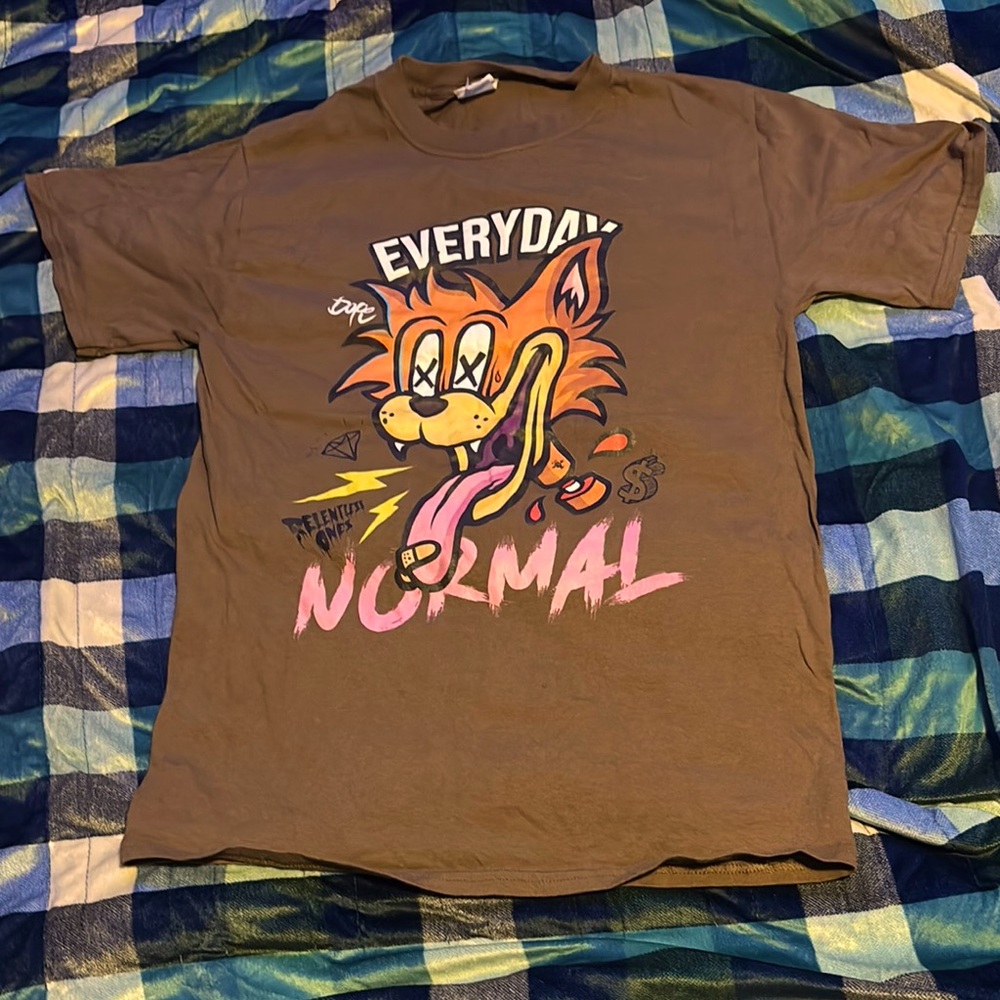 Brown Everything Normal Graphic T-Shirt Denim